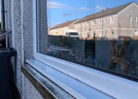The same sill clean and white after cleaning